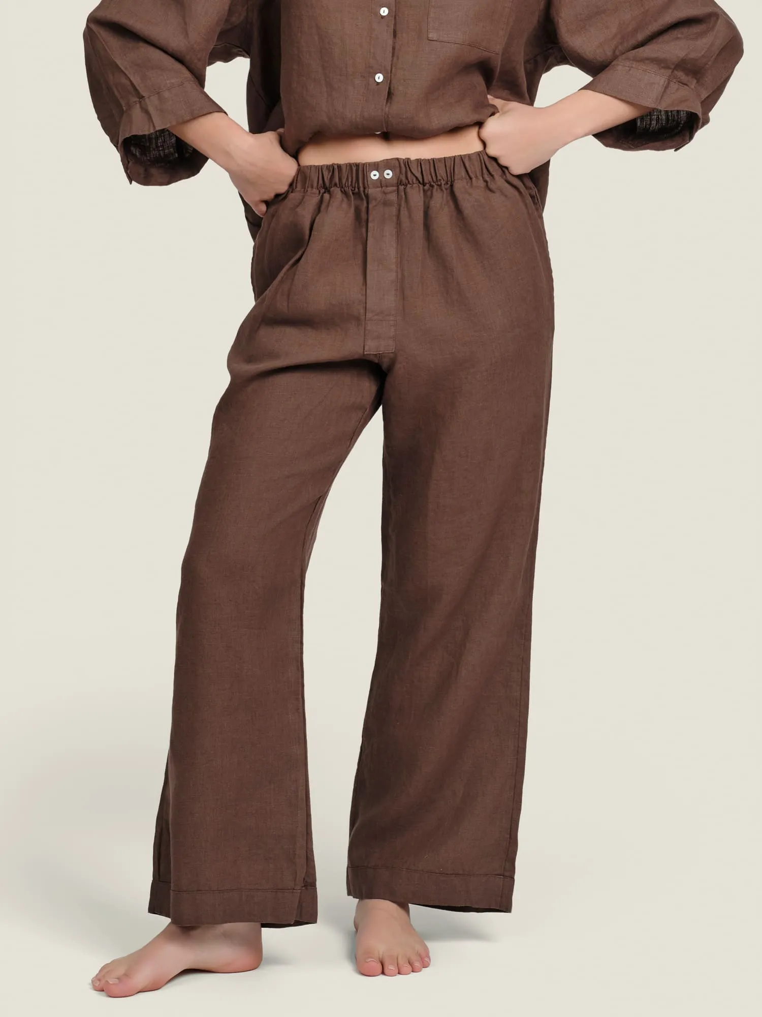 100% Linen pants in Chocolate