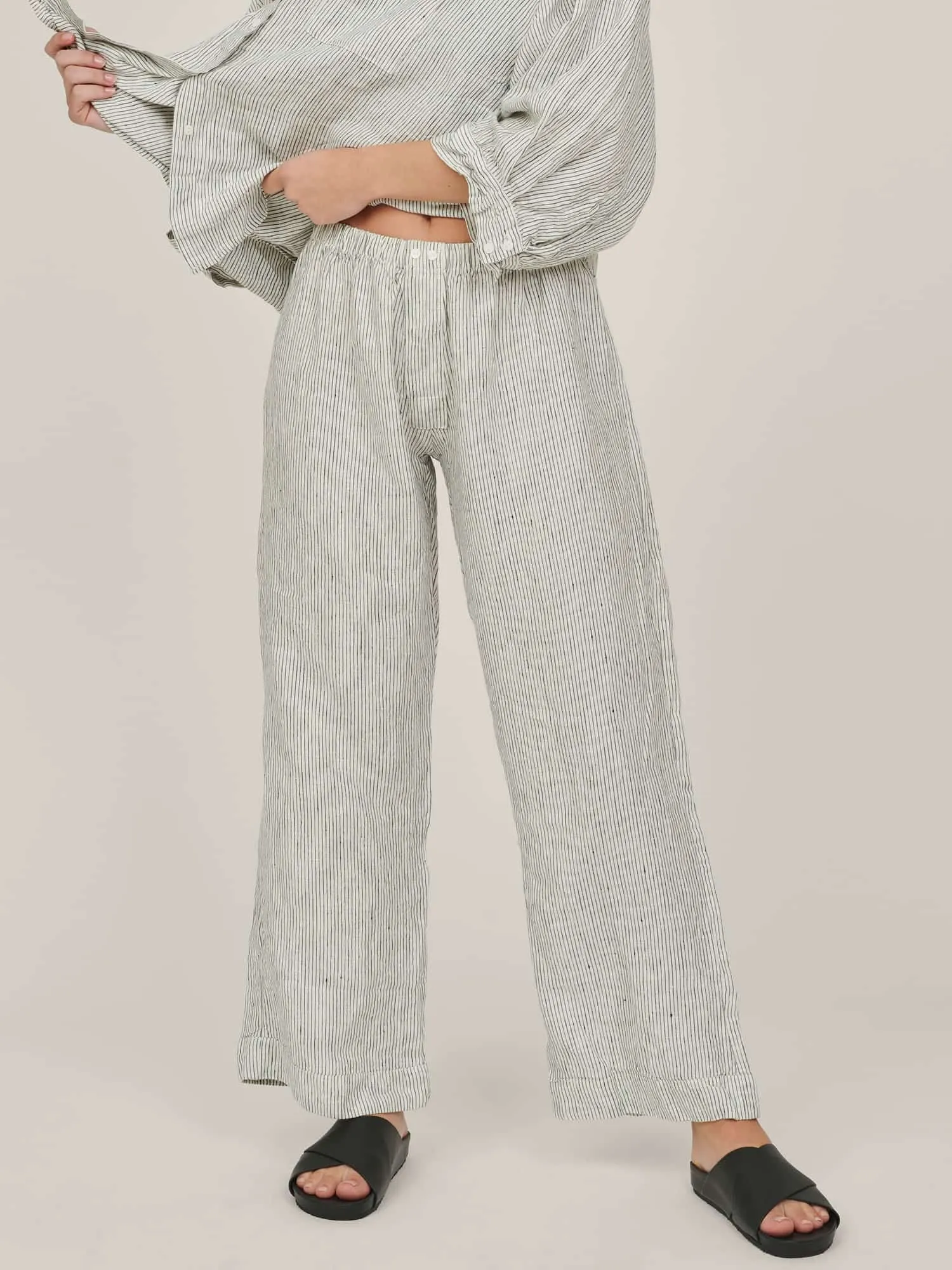 100% Linen pants in Pencil Stripes