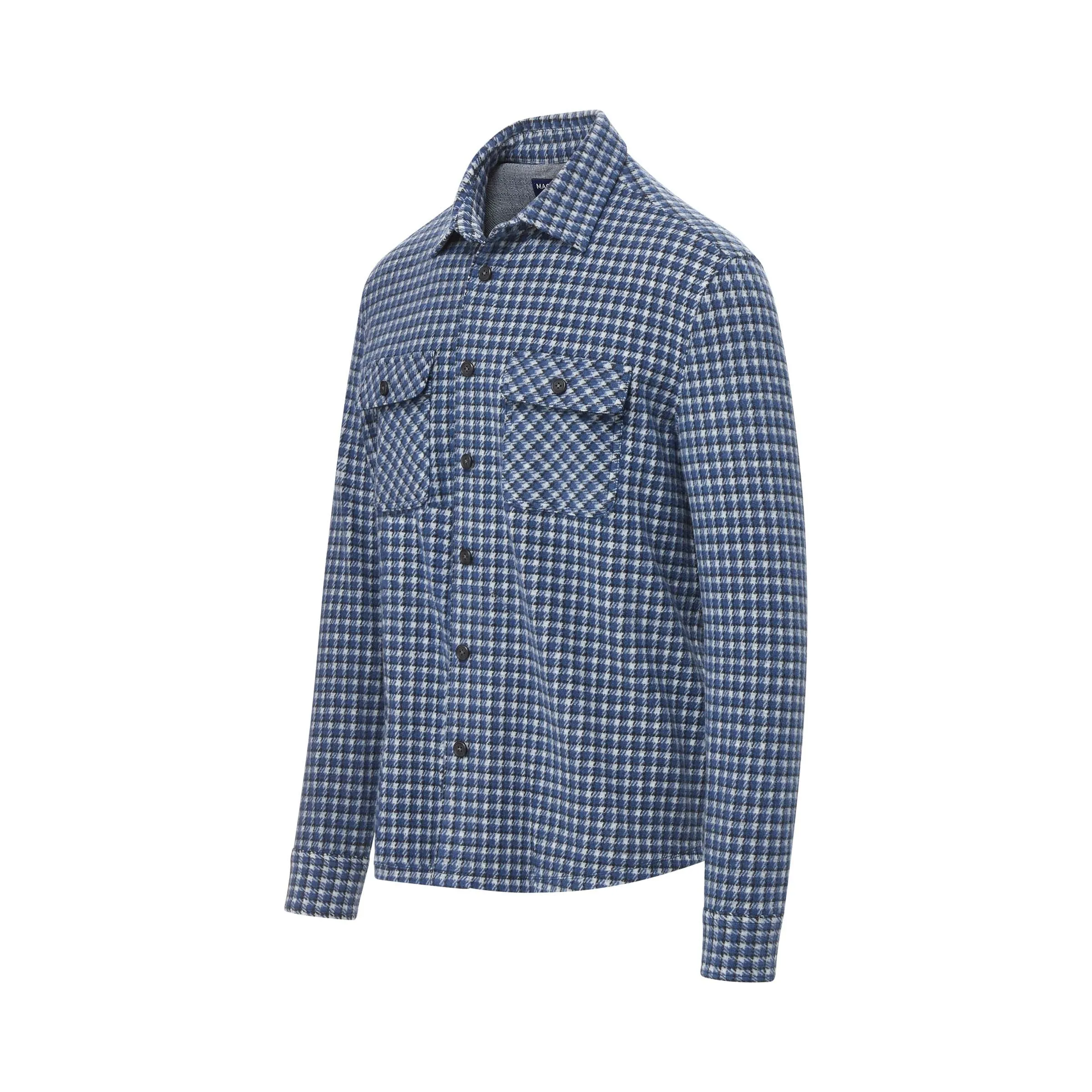 Adaptive Long Sleeve White and Navy Check Flannel Shirt / Combo Layering Piece with Magnetic Closures