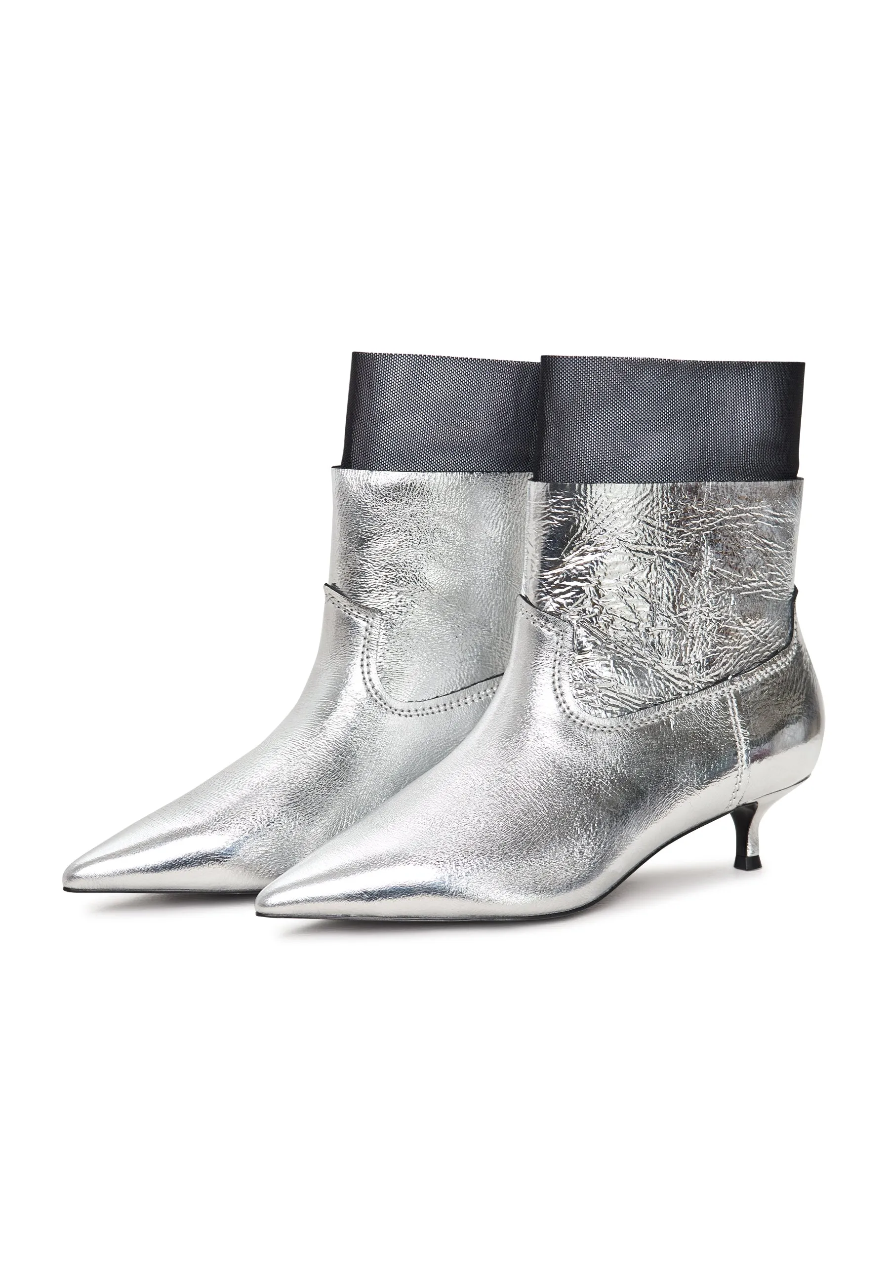 Ankle Boots with Kitten Heel Rhodopis - Metallic Silver