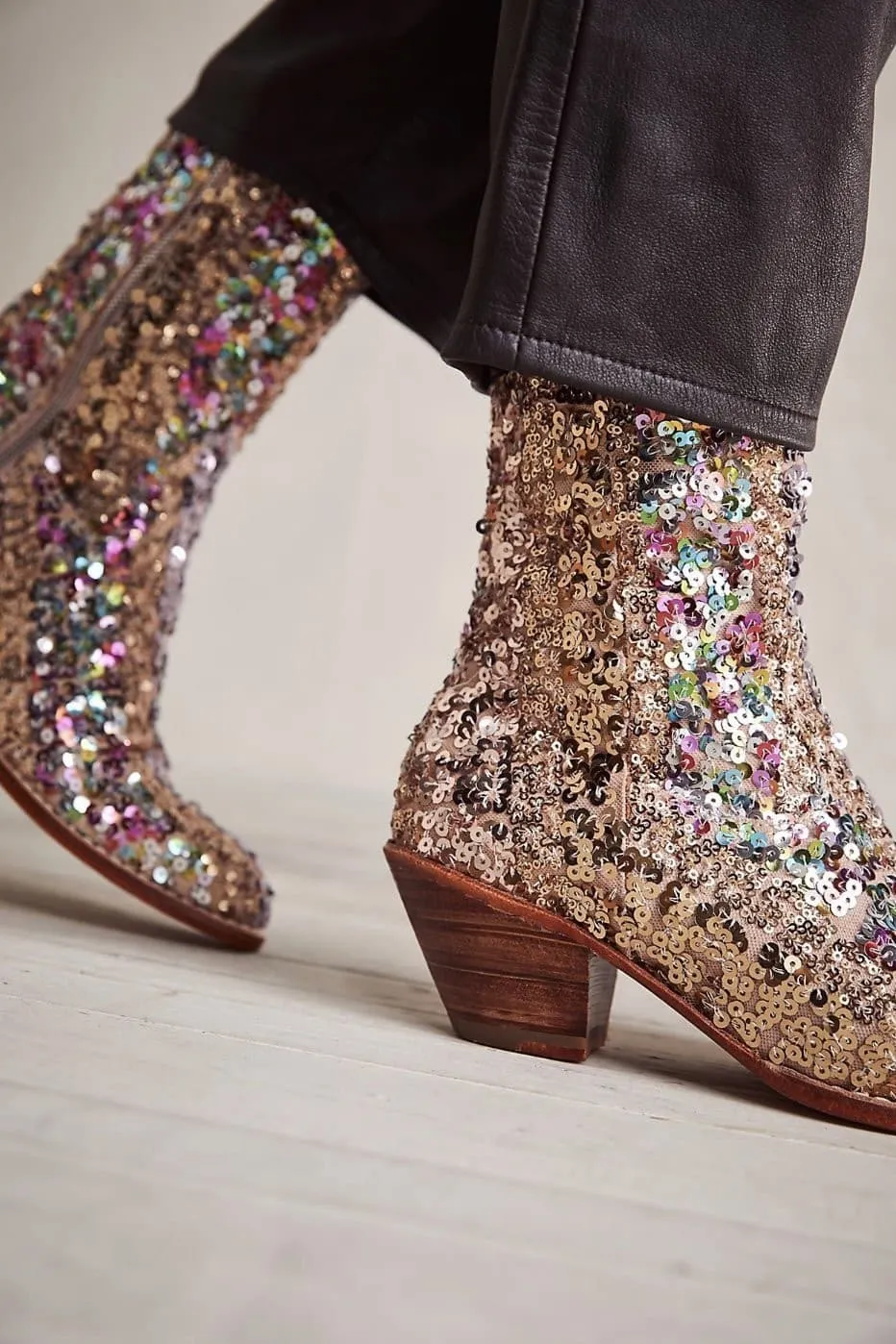 ASTERIA SEQUIN ANKLE BOOTS X FREE PEOPLE