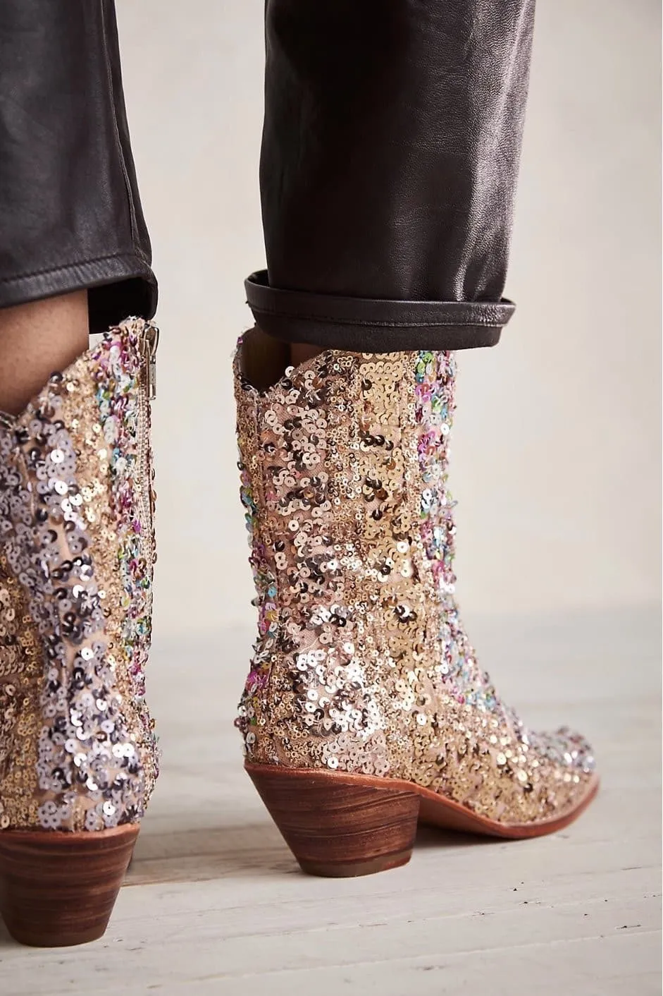 ASTERIA SEQUIN ANKLE BOOTS X FREE PEOPLE