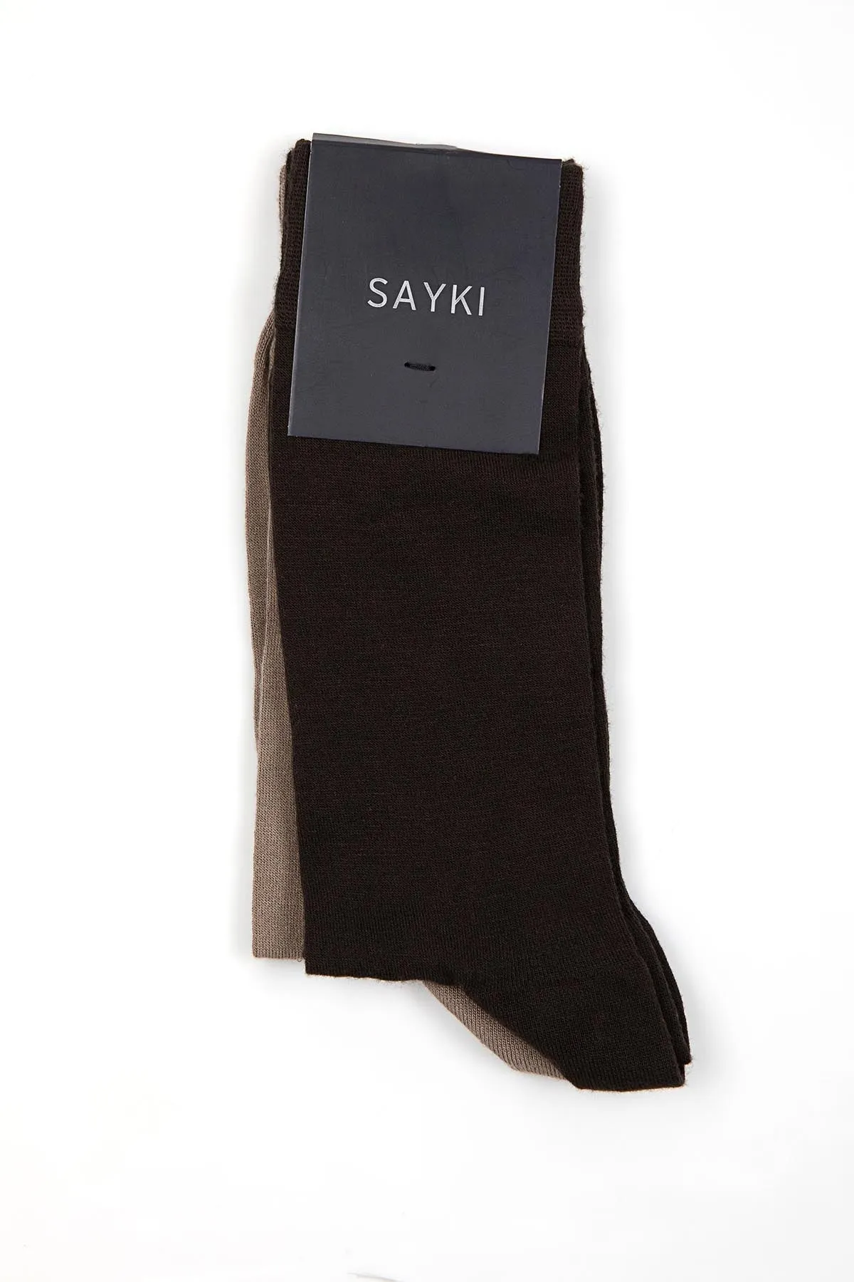 Basic Bamboo Black-Black Socks, Brown - Beige