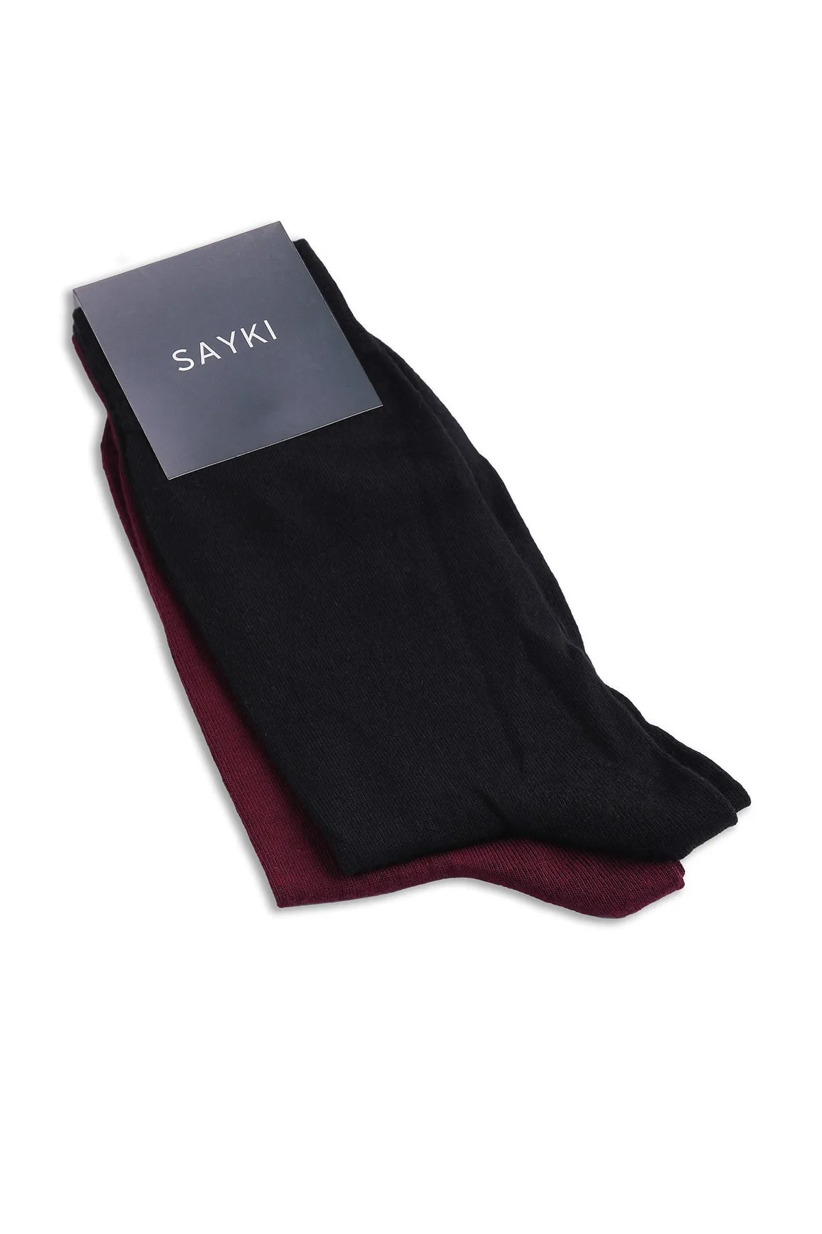 Basic Bamboo Gray-Light Navy Socks, Black - Burgundy