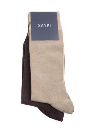 Basic Bamboo Navy-Navy Socks, Brown - Beige