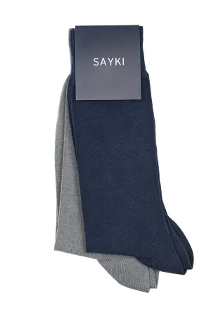 Basic Bamboo Navy-Navy Socks, Navy-Gray