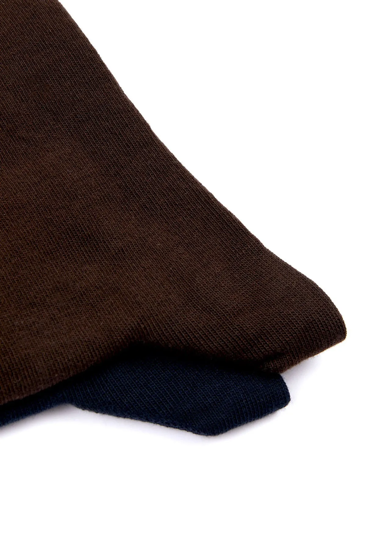 Basic Cotton Black - Navy Socks, Brown-Navy