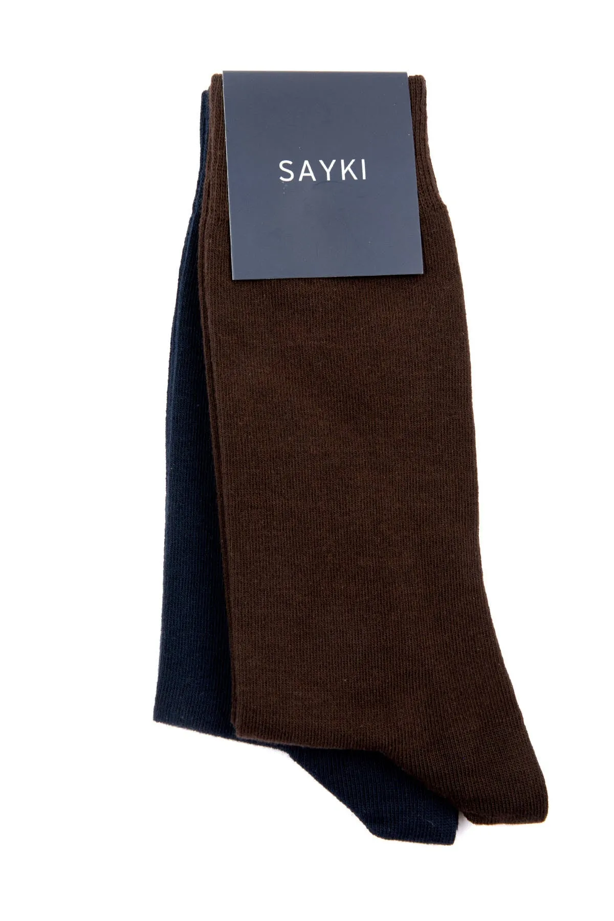 Basic Cotton Black - Navy Socks, Brown-Navy