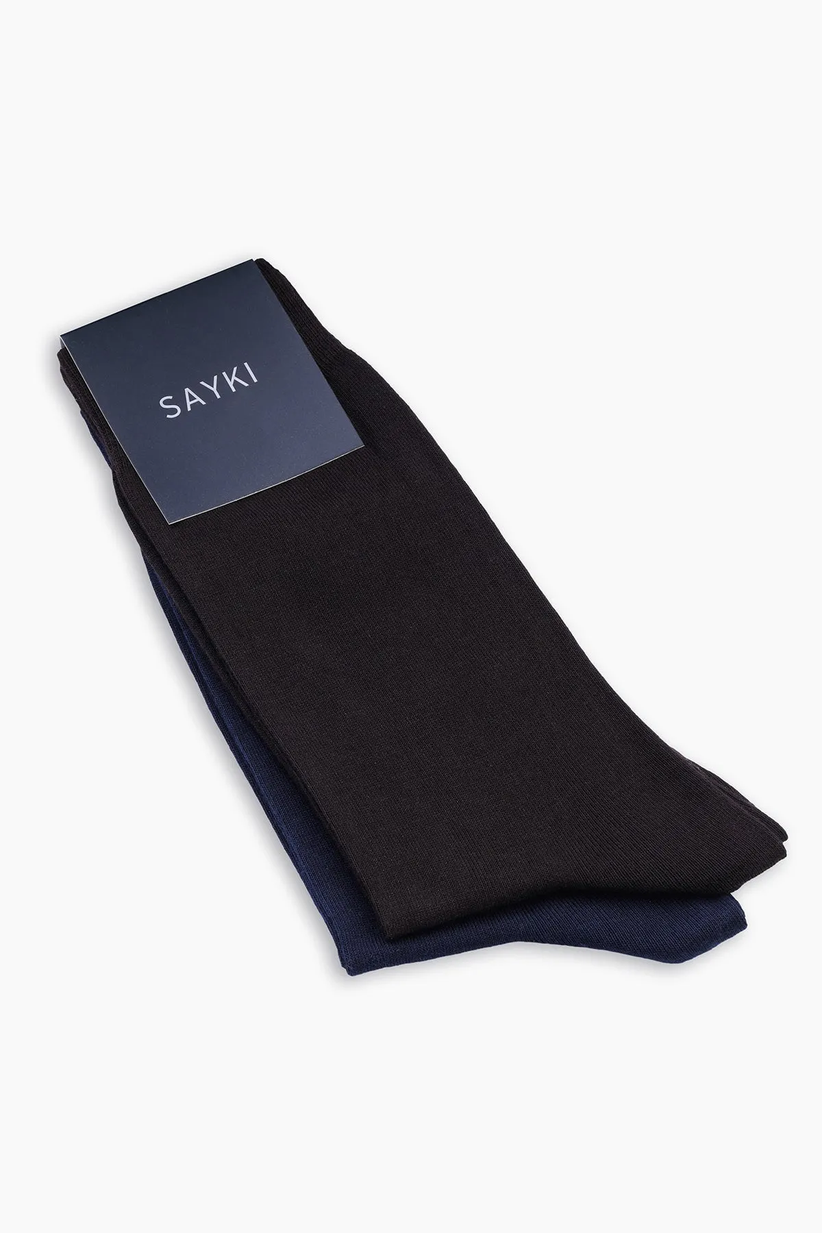 Basic Cotton Black - Navy Socks, Brown-Navy