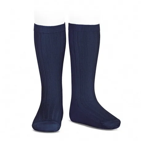 Basic rib knee high socks (Marine Blue)