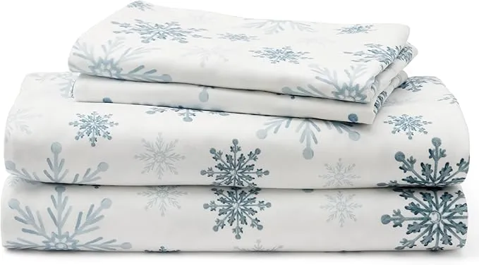 Bedsure Faux Cotton Flannel Sheet Set Grey Blue