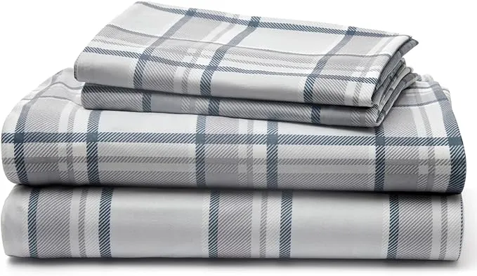 Bedsure Faux Cotton Flannel Sheet Set Grey