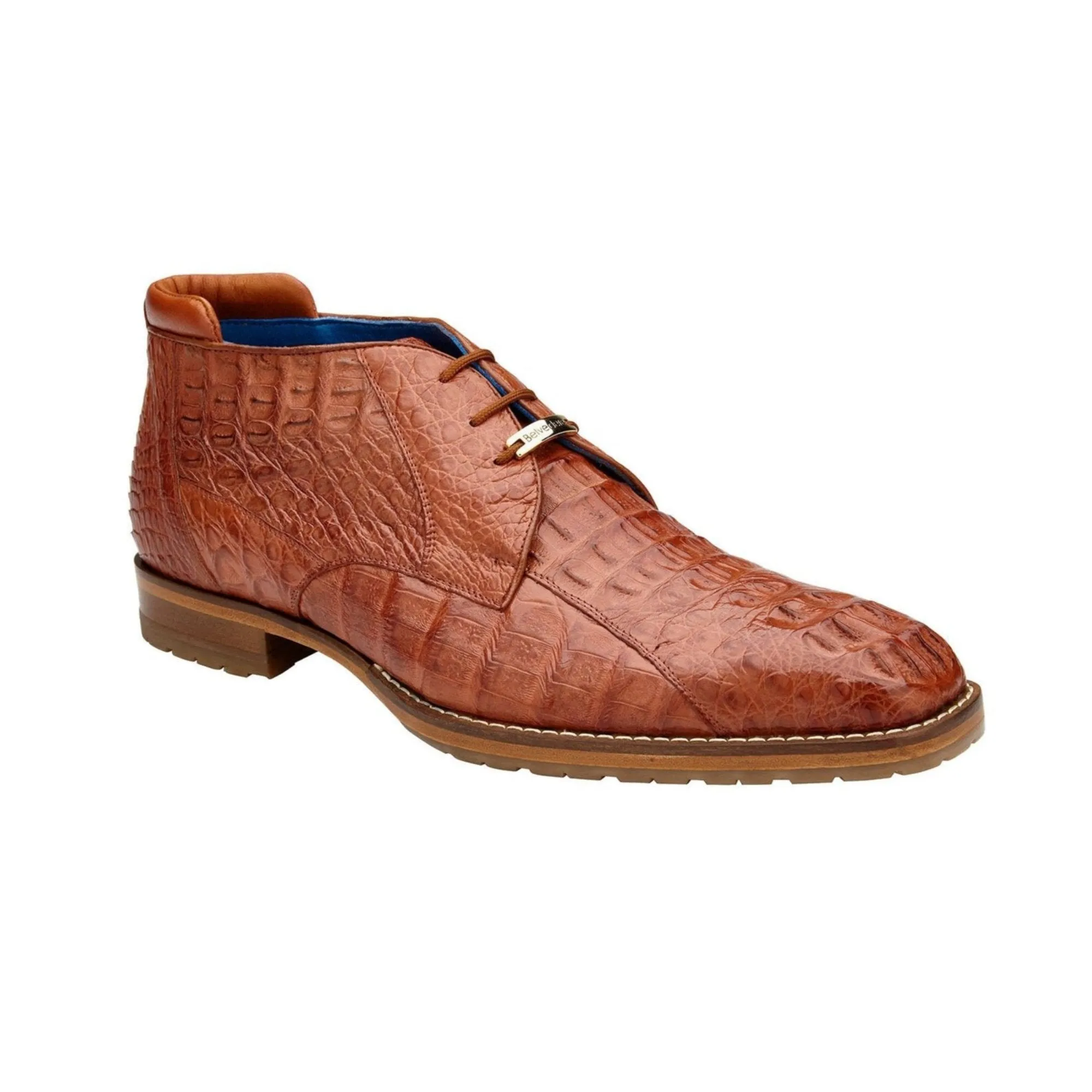 Belvedere Marcello in Cognac Hornback Caiman Ankle Boots