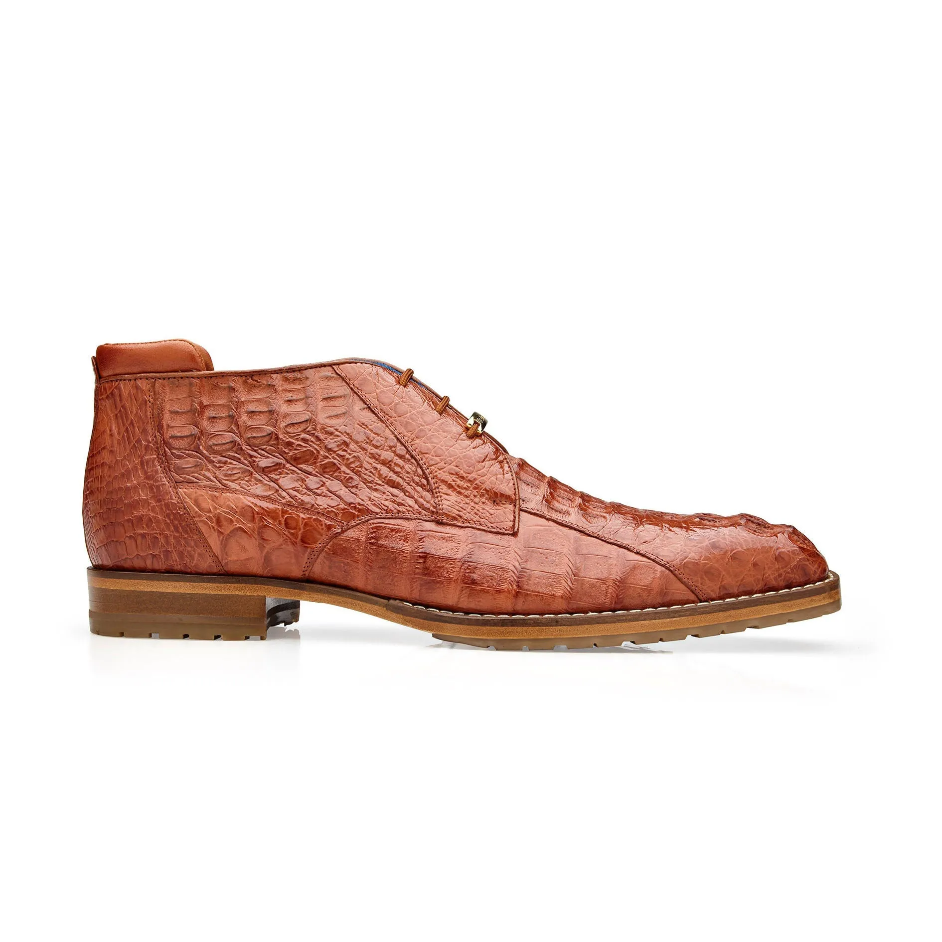 Belvedere Marcello in Cognac Hornback Caiman Ankle Boots