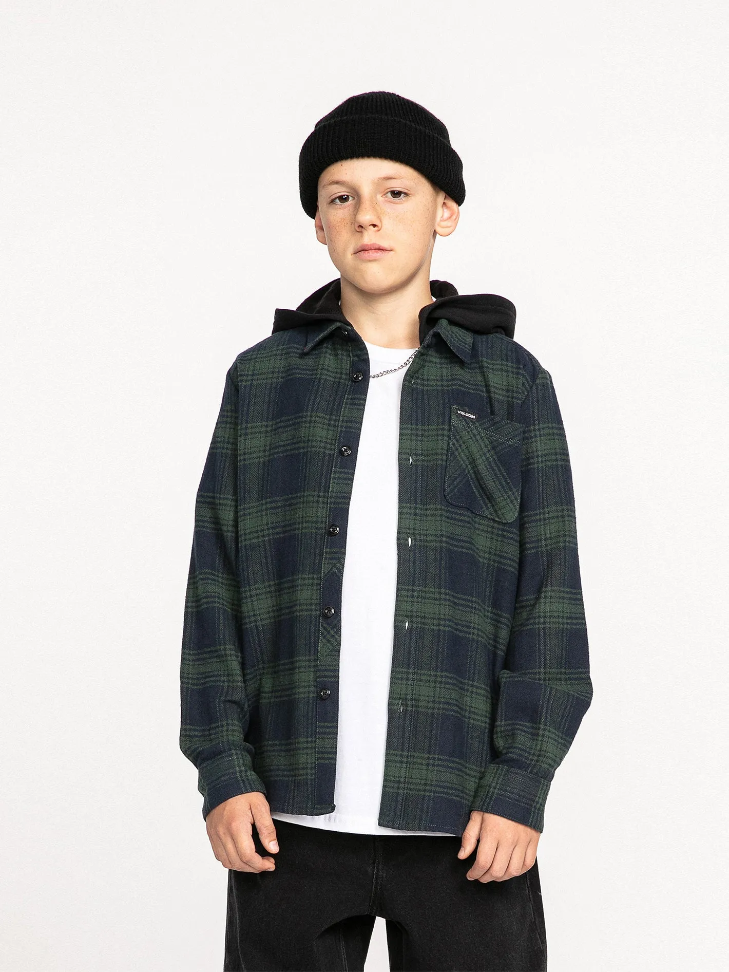 Big Boys Tone Stone Hooded Long Sleeve Shirt - Cedar Green