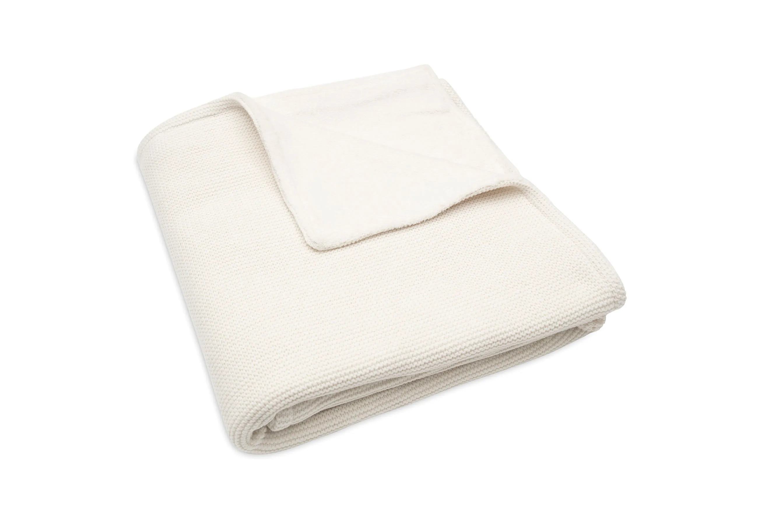 Blanket Cot 100x150cm Basic Knit - Ivory/Coral Fleece