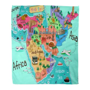 Cartoon Map Sherpa Blanket