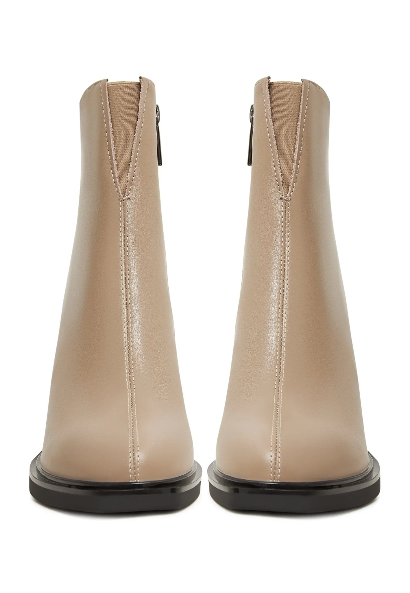 Casual High Heeled Ankle Boots - Beige