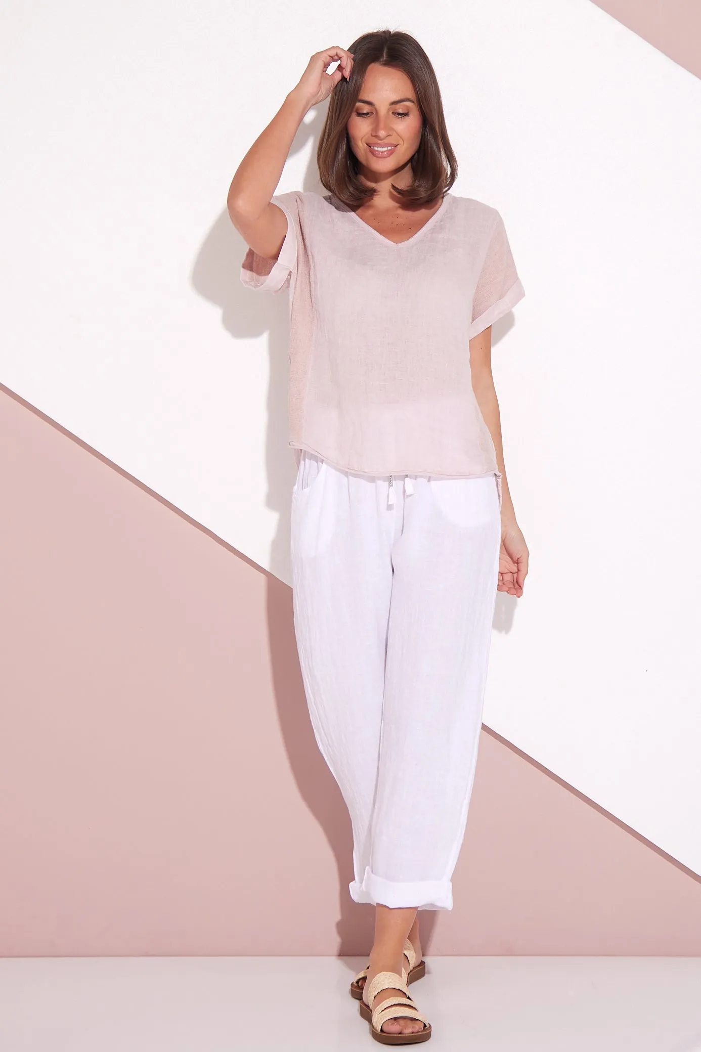 Cathrine Linen Pants - White