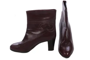 Celine Ankle Boots Burgundy Leather Size 37 1/2