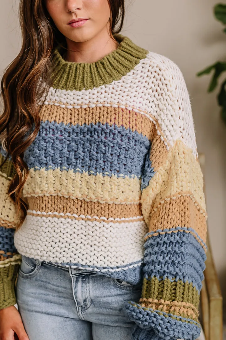 Colorblock Striped Chunky Sweater