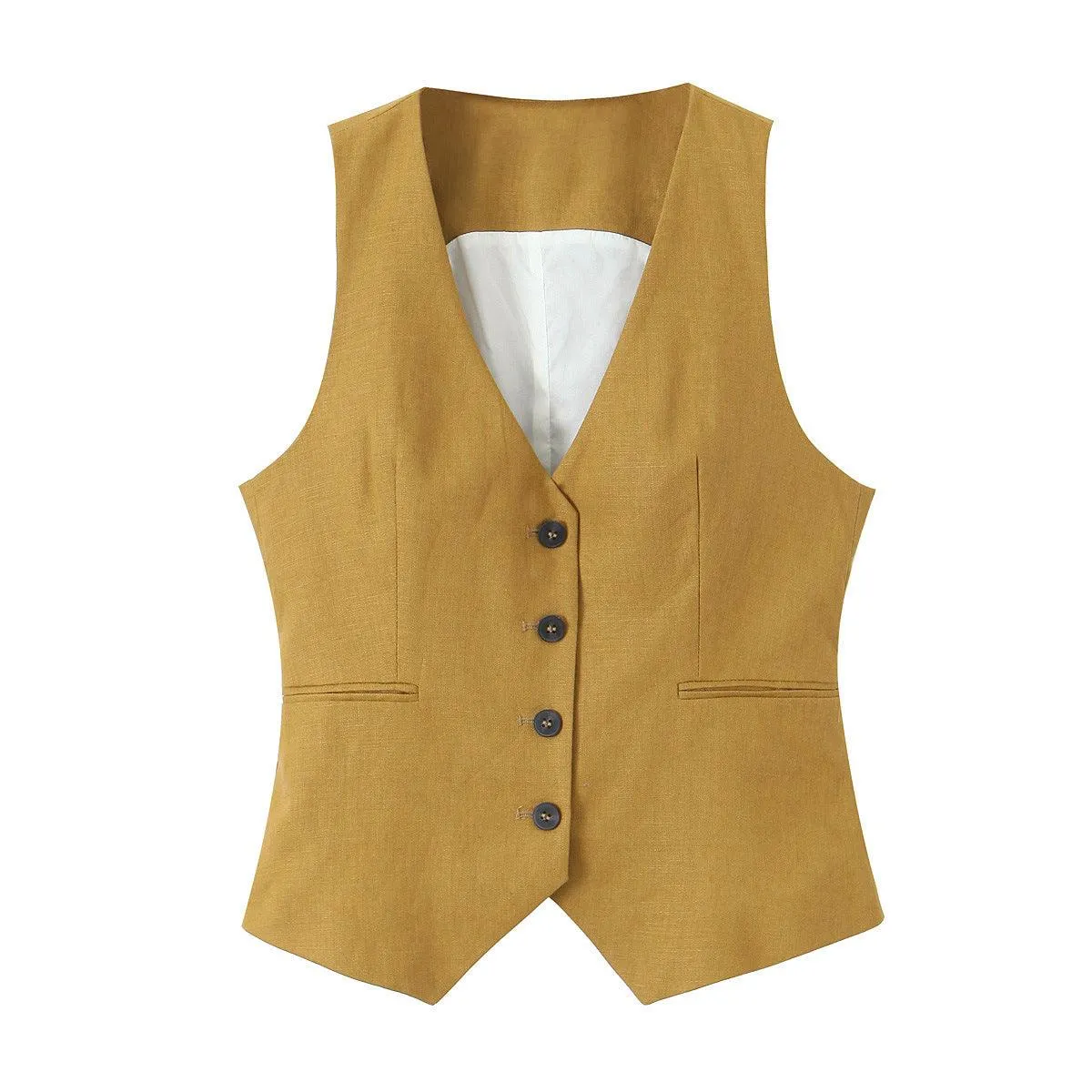 Cotton Double Breasted Suit Jacket with Vest and Trousers