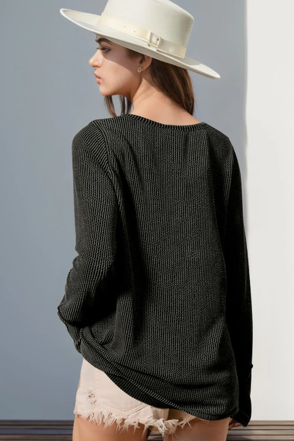 Cozy Casual Ribbed Button Top