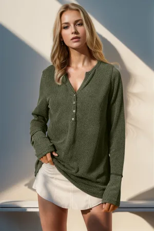 Cozy Casual Ribbed Button Top