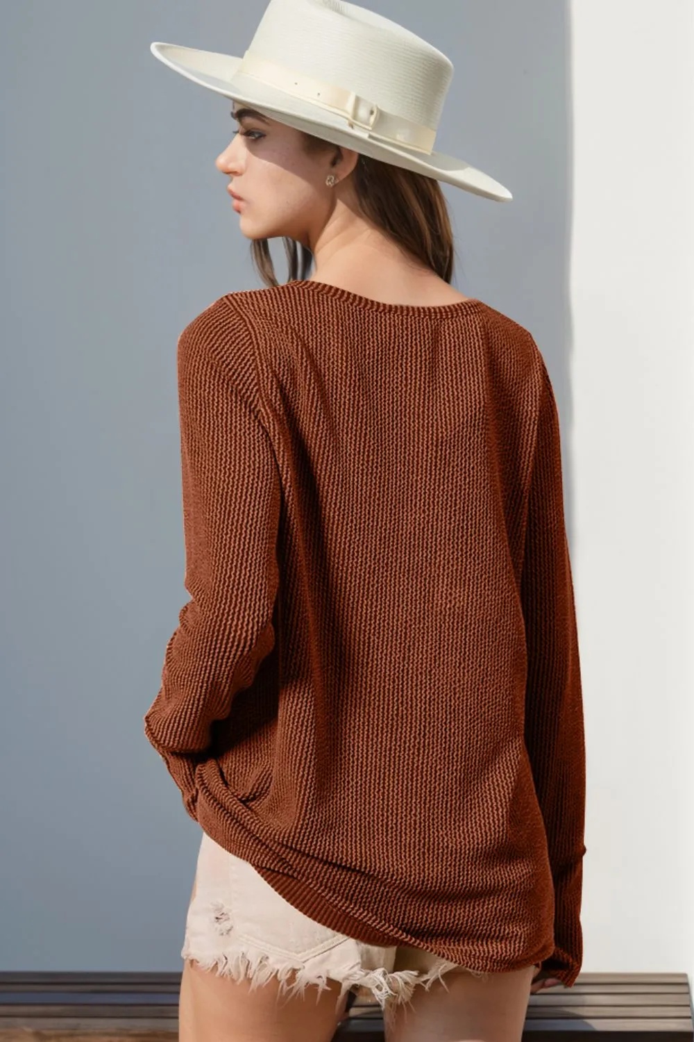 Cozy Casual Ribbed Button Top