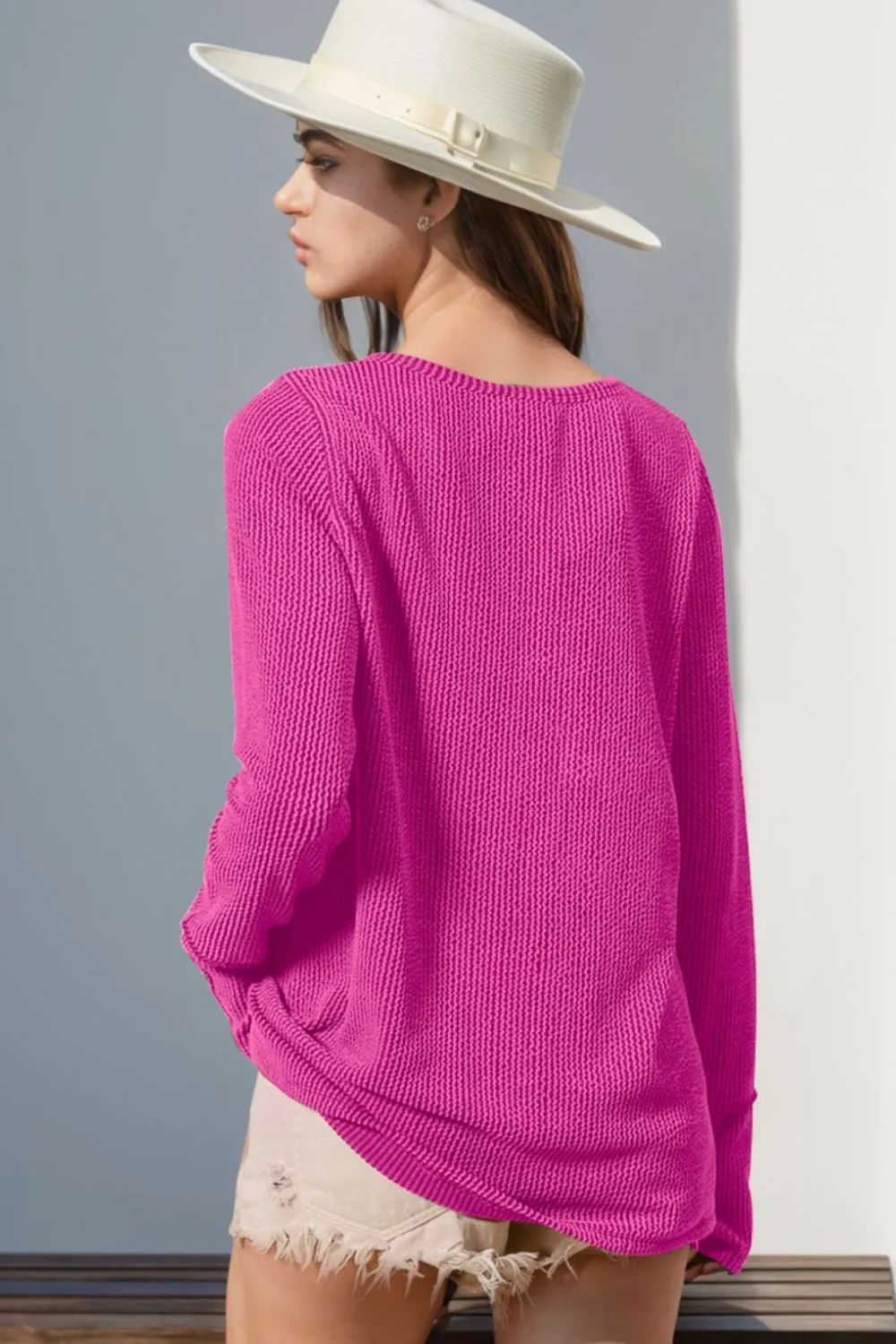 Cozy Casual Ribbed Button Top