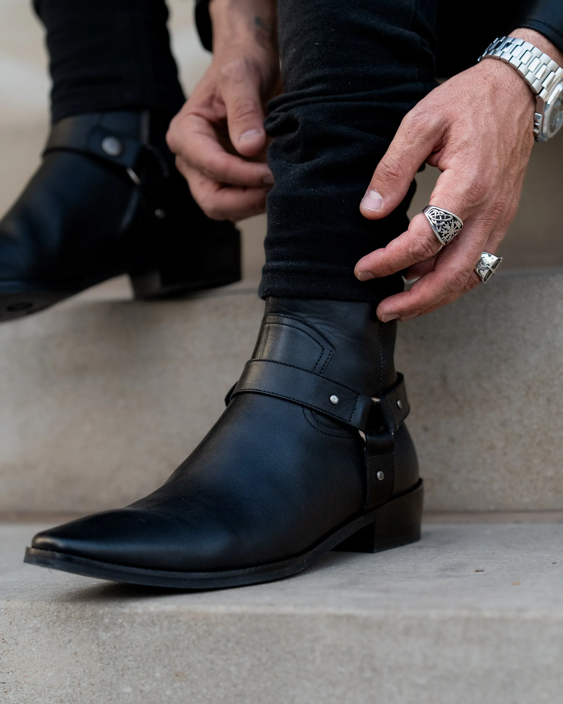 Cuban - Men's Black Calf Leather Jodhpur Boot