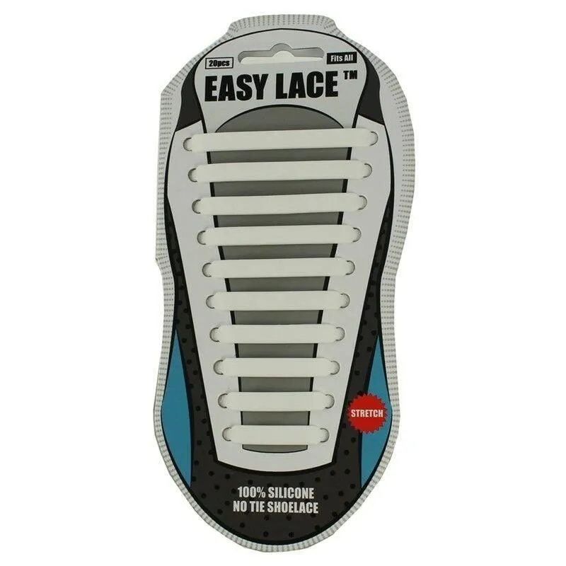 EASY LACE NO TIE ELASTIC SILICONE SLIP ON TRAINERS SHOELACES 20 PIECE