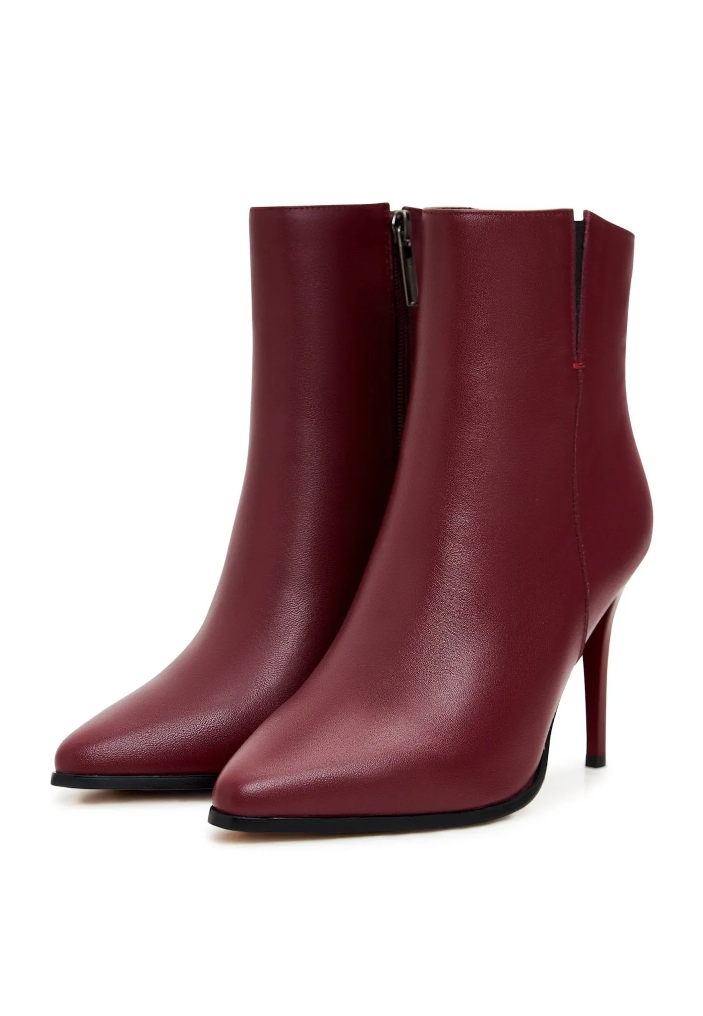 Elevated Leather Heeled Boots - Bordeaux