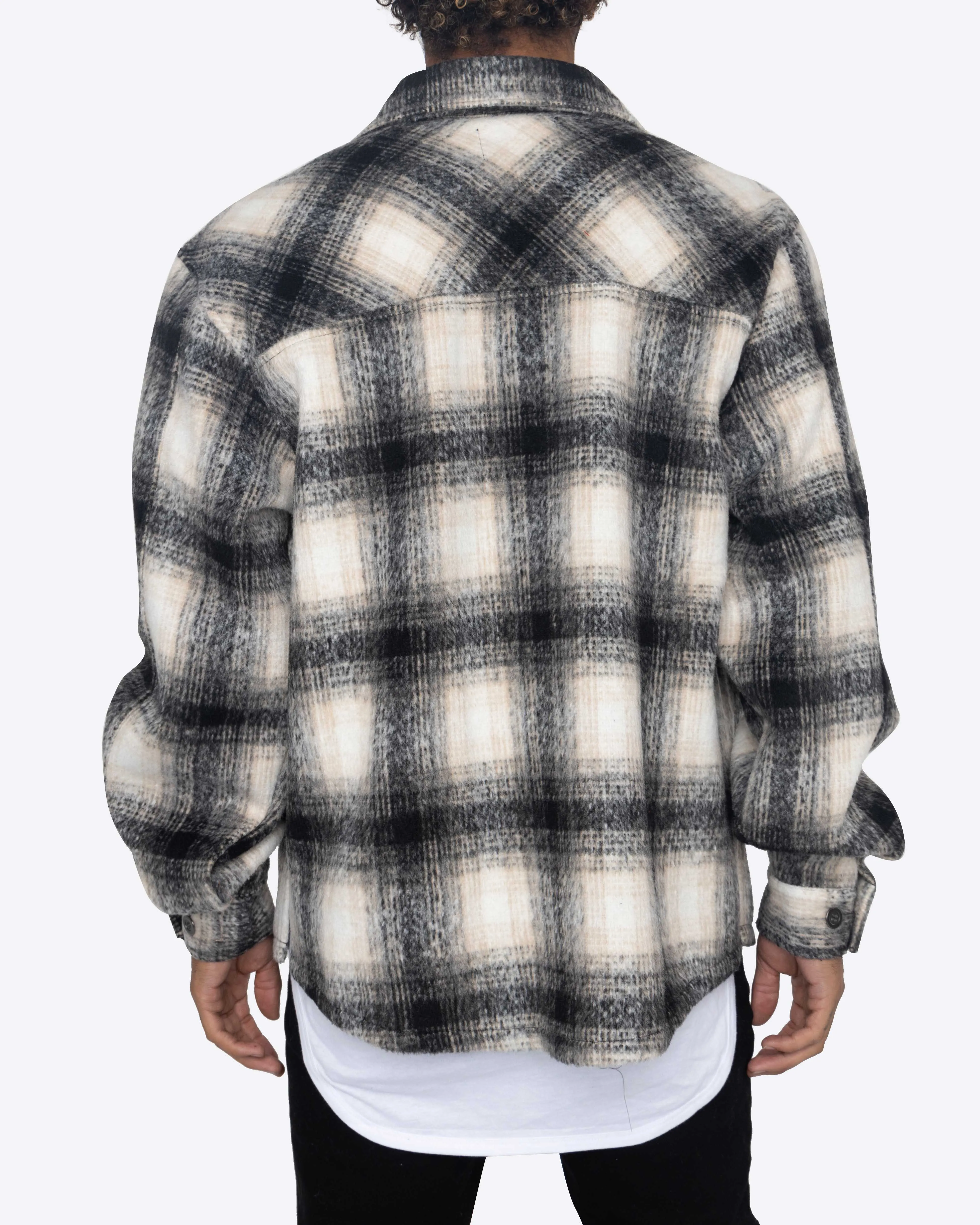 EPTM BIG N TALL SLIT FLANNEL SHIRT-BLACK/WHITE