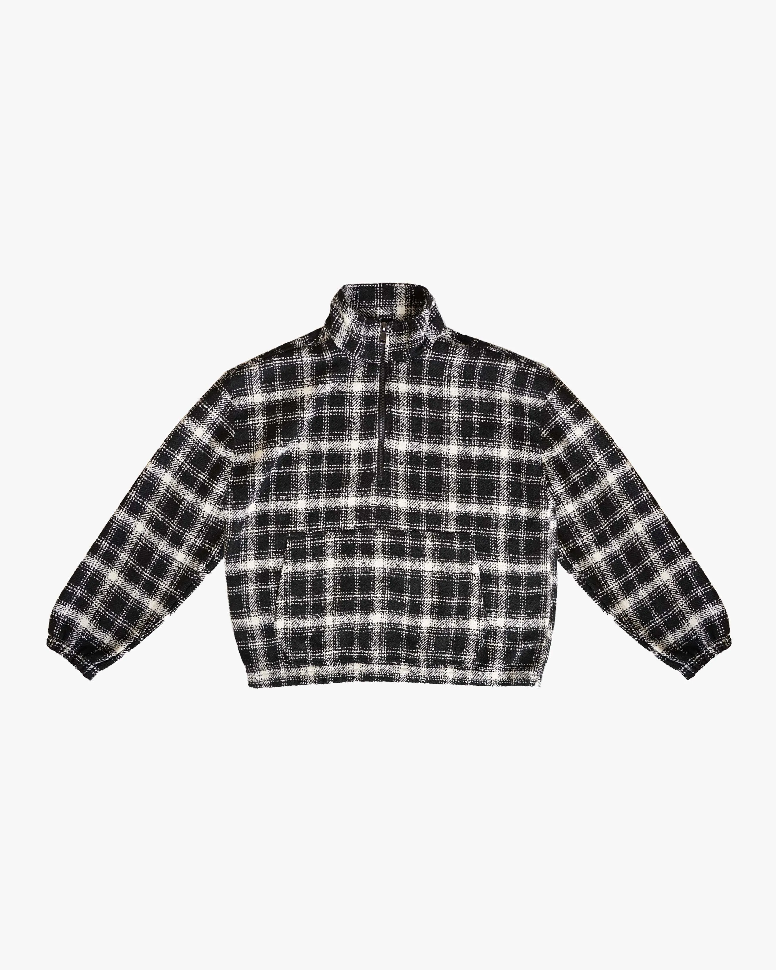 EPTM FLANNEL HALF-ZIP PULLOVER -BLACK