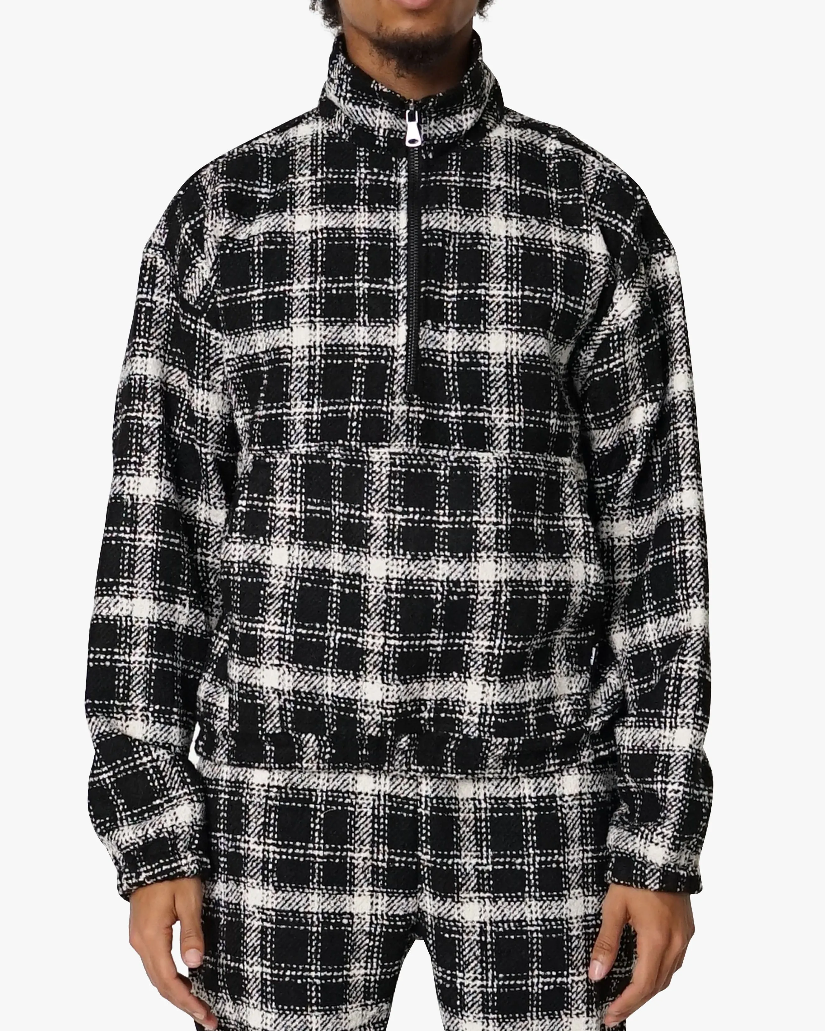 EPTM FLANNEL HALF-ZIP PULLOVER -BLACK