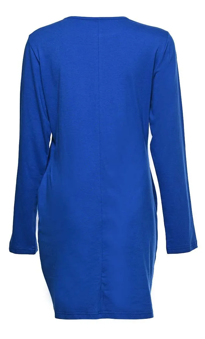 Everyday Wear Basic Dark Blue Ruched Detailing Tunic