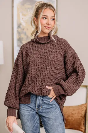 Fall Girly Turtleneck Sweater | {Brown}