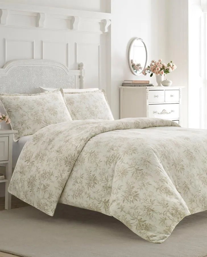 Faye Toile Beige Flannel Duvet Set