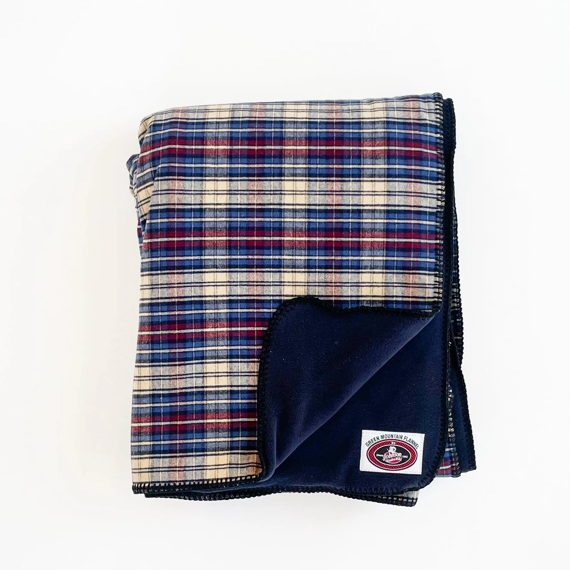 Flannel Throw - Blue, Maroon, & Tan Plaid