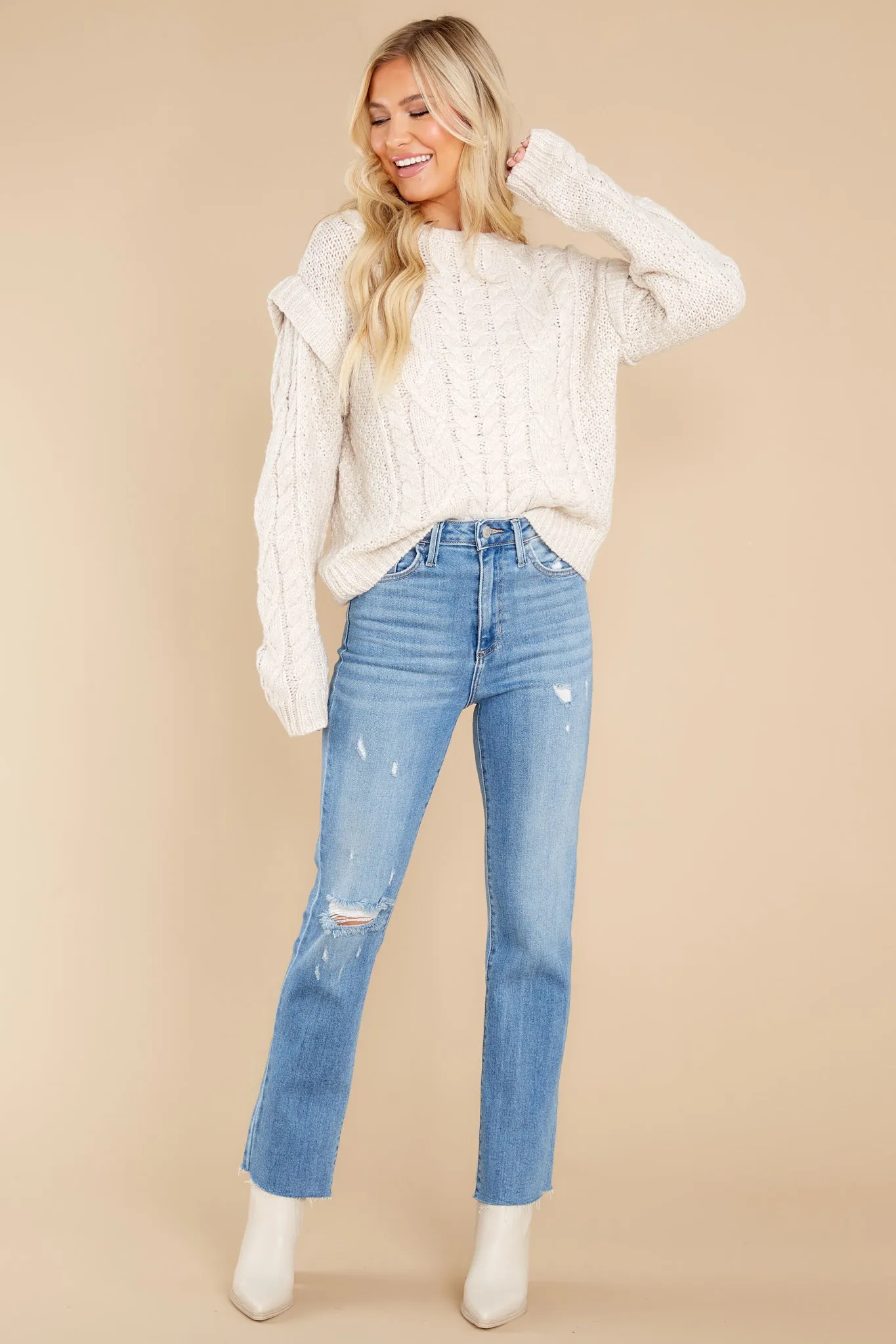 Fun And Frills Oatmeal Sweater