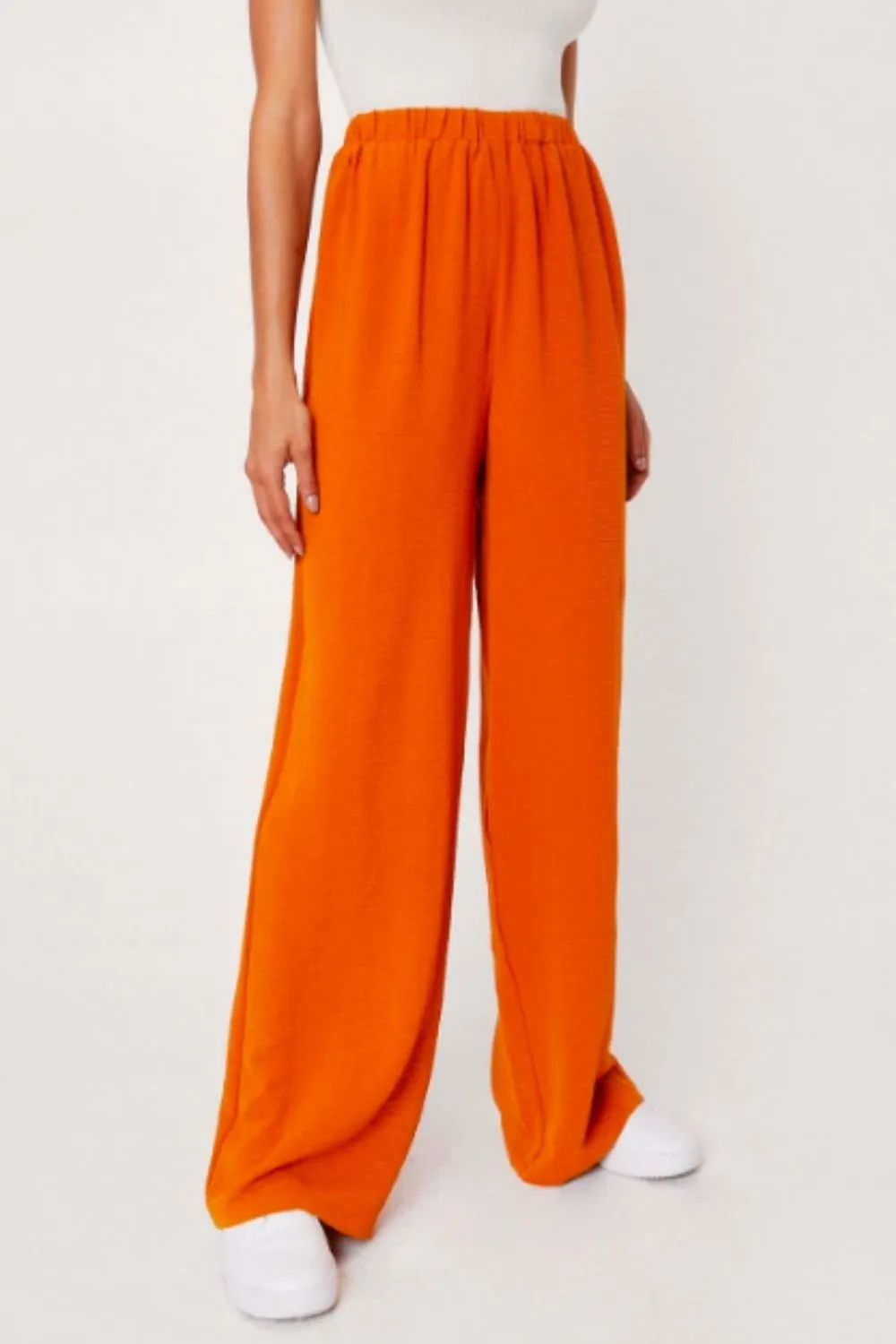 High Rise Relaxed Wide Leg Pants Orange