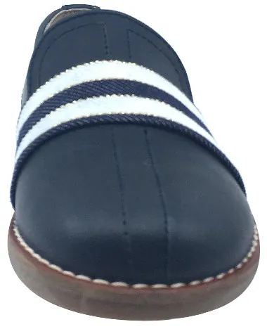 Hoo Shoes Boy's & Girl's Navy Blue White Band Leather Lined Slip-Ons