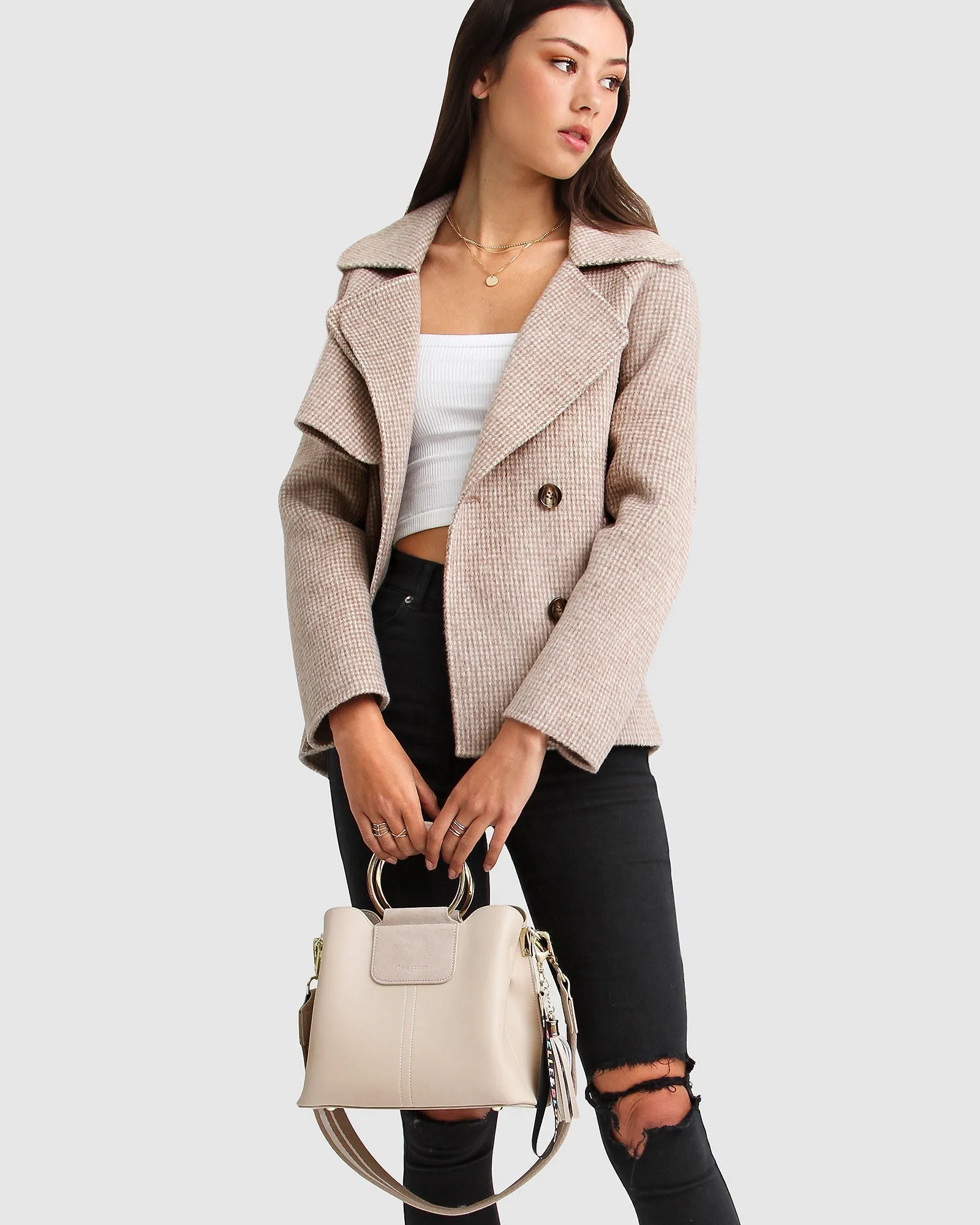 I'm Yours Wool Blend Peacoat - Beige