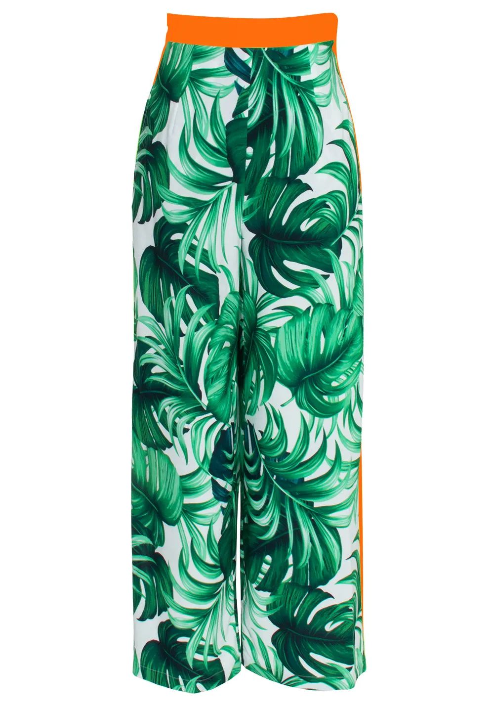 Jungle - Monstera White / Green Pants (Neon Orange)