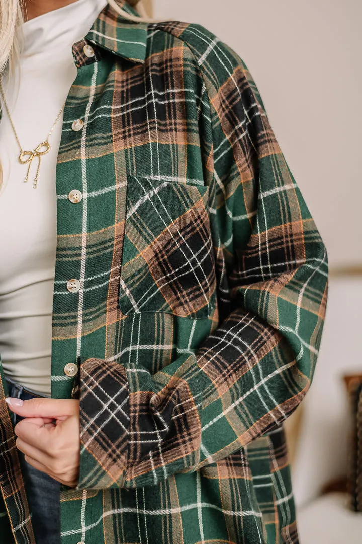 Katie Oversized Flannel Shirt | Hunter Green