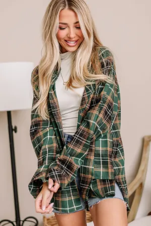 Katie Oversized Flannel Shirt | Hunter Green