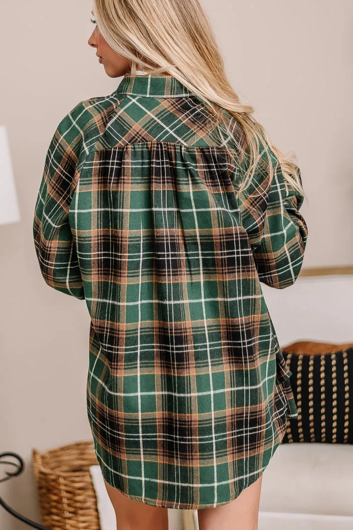 Katie Oversized Flannel Shirt | Hunter Green