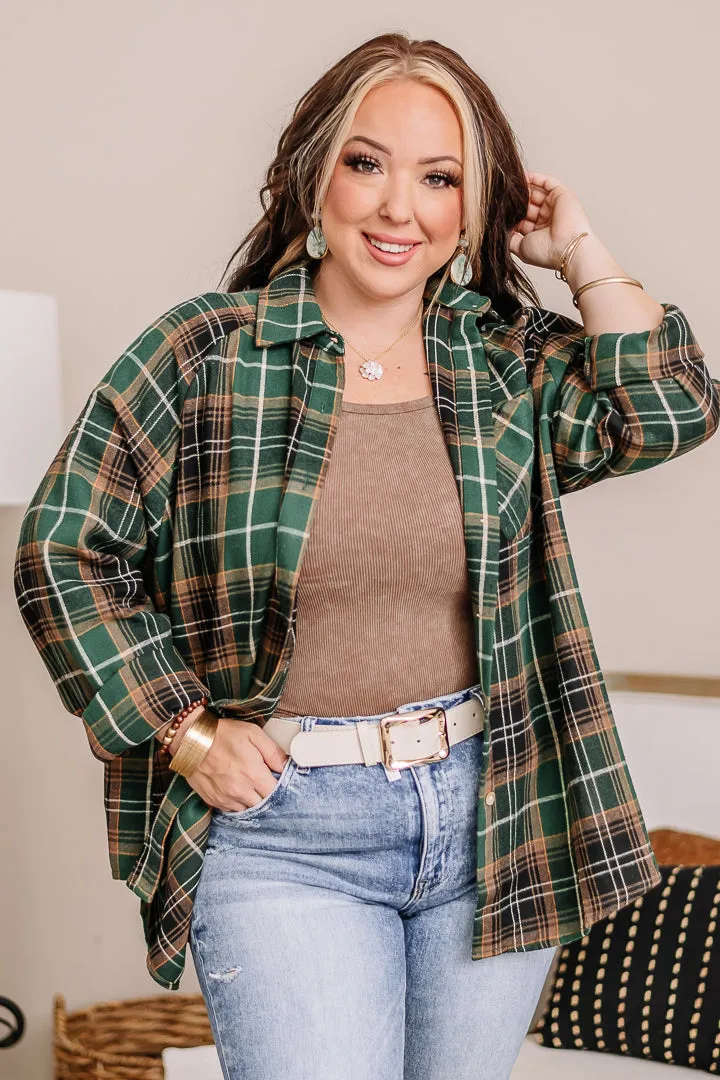 Katie Oversized Flannel Shirt | Hunter Green