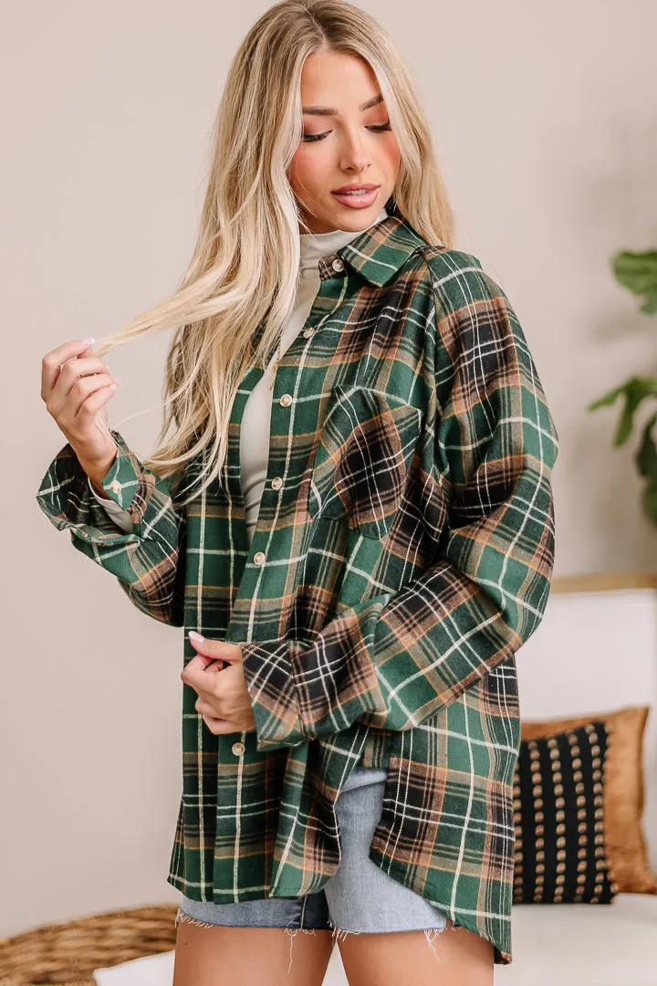 Katie Oversized Flannel Shirt | Hunter Green